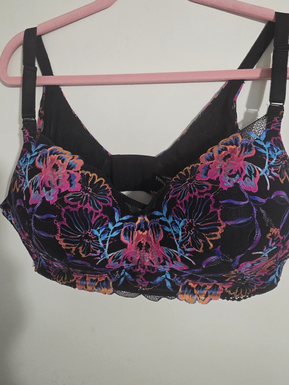 Torrid 44C Push Up No Wire Floral Embroidered Bra